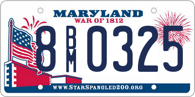 MD license plate 8BM0325