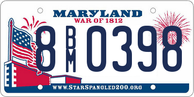 MD license plate 8BM0398