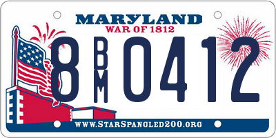 MD license plate 8BM0412