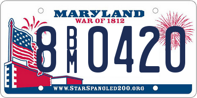 MD license plate 8BM0420