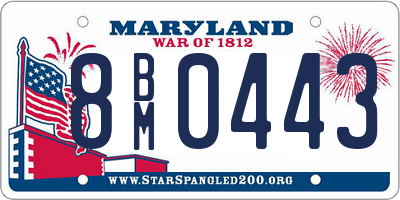 MD license plate 8BM0443