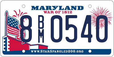 MD license plate 8BM0540