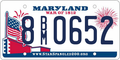 MD license plate 8BM0652