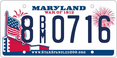 MD license plate 8BM0716