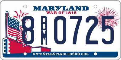 MD license plate 8BM0725