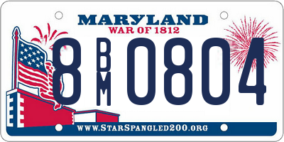 MD license plate 8BM0804