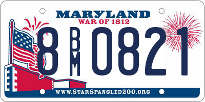 MD license plate 8BM0821