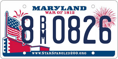 MD license plate 8BM0826