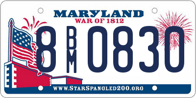 MD license plate 8BM0830