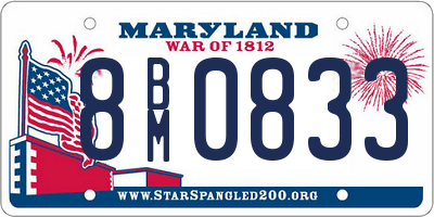 MD license plate 8BM0833