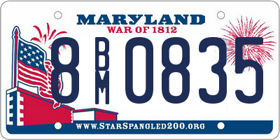 MD license plate 8BM0835