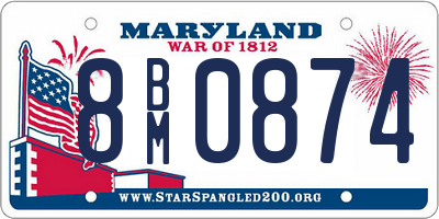 MD license plate 8BM0874