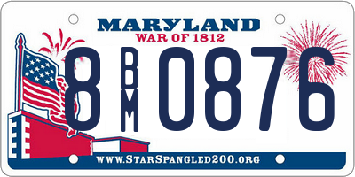 MD license plate 8BM0876