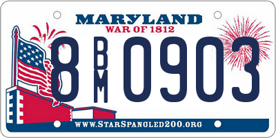 MD license plate 8BM0903