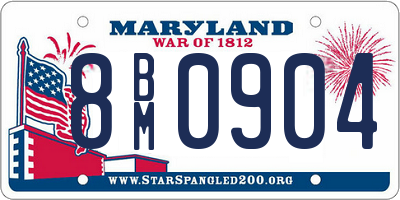 MD license plate 8BM0904