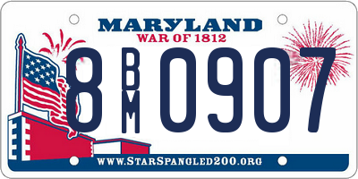 MD license plate 8BM0907