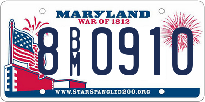 MD license plate 8BM0910