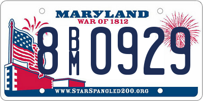 MD license plate 8BM0929