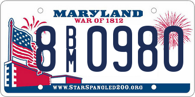 MD license plate 8BM0980