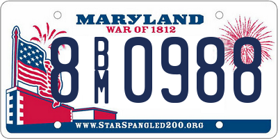 MD license plate 8BM0988
