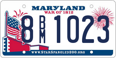 MD license plate 8BM1023