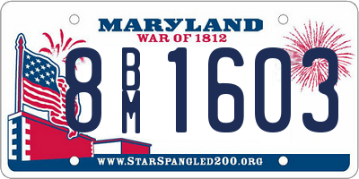 MD license plate 8BM1603