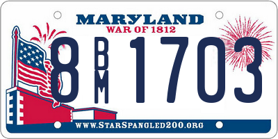 MD license plate 8BM1703