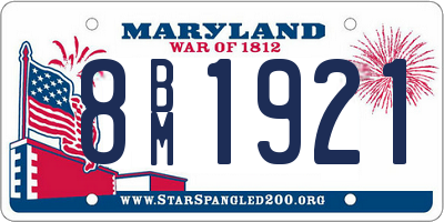 MD license plate 8BM1921