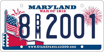 MD license plate 8BM2001
