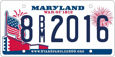 MD license plate 8BM2016