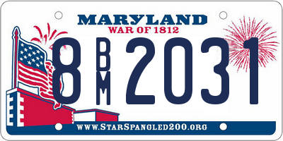 MD license plate 8BM2031