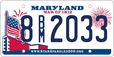 MD license plate 8BM2033