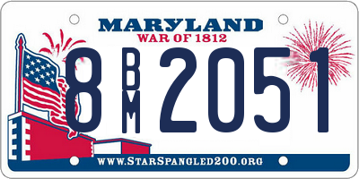 MD license plate 8BM2051