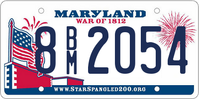 MD license plate 8BM2054