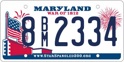 MD license plate 8BM2334