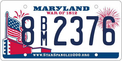 MD license plate 8BM2376
