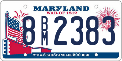 MD license plate 8BM2383