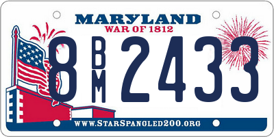 MD license plate 8BM2433