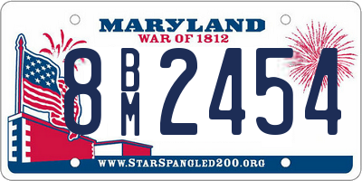 MD license plate 8BM2454