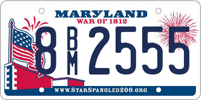 MD license plate 8BM2555