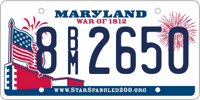 MD license plate 8BM2650