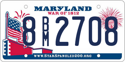 MD license plate 8BM2708