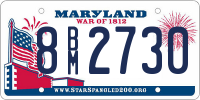 MD license plate 8BM2730