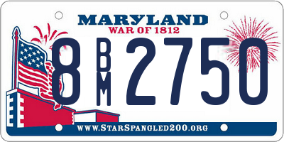 MD license plate 8BM2750