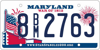 MD license plate 8BM2763