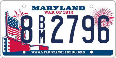 MD license plate 8BM2796
