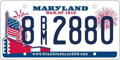 MD license plate 8BM2880