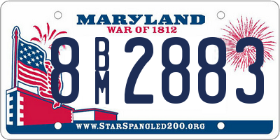 MD license plate 8BM2883