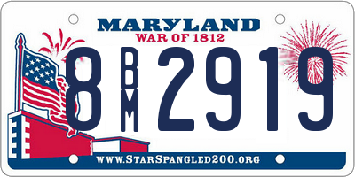 MD license plate 8BM2919