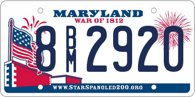MD license plate 8BM2920